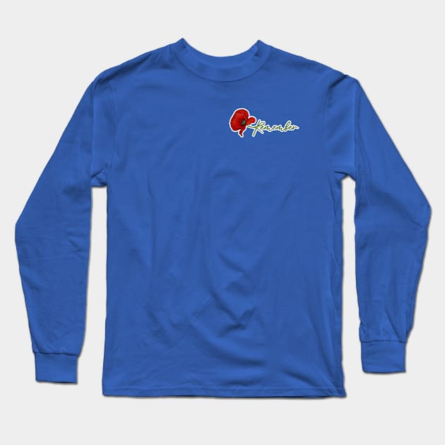 Red Poppy Flower with Memorial Text Stem Horizontal Pocket Version (MD23Mrl007) Long Sleeve T-Shirt by Maikell Designs